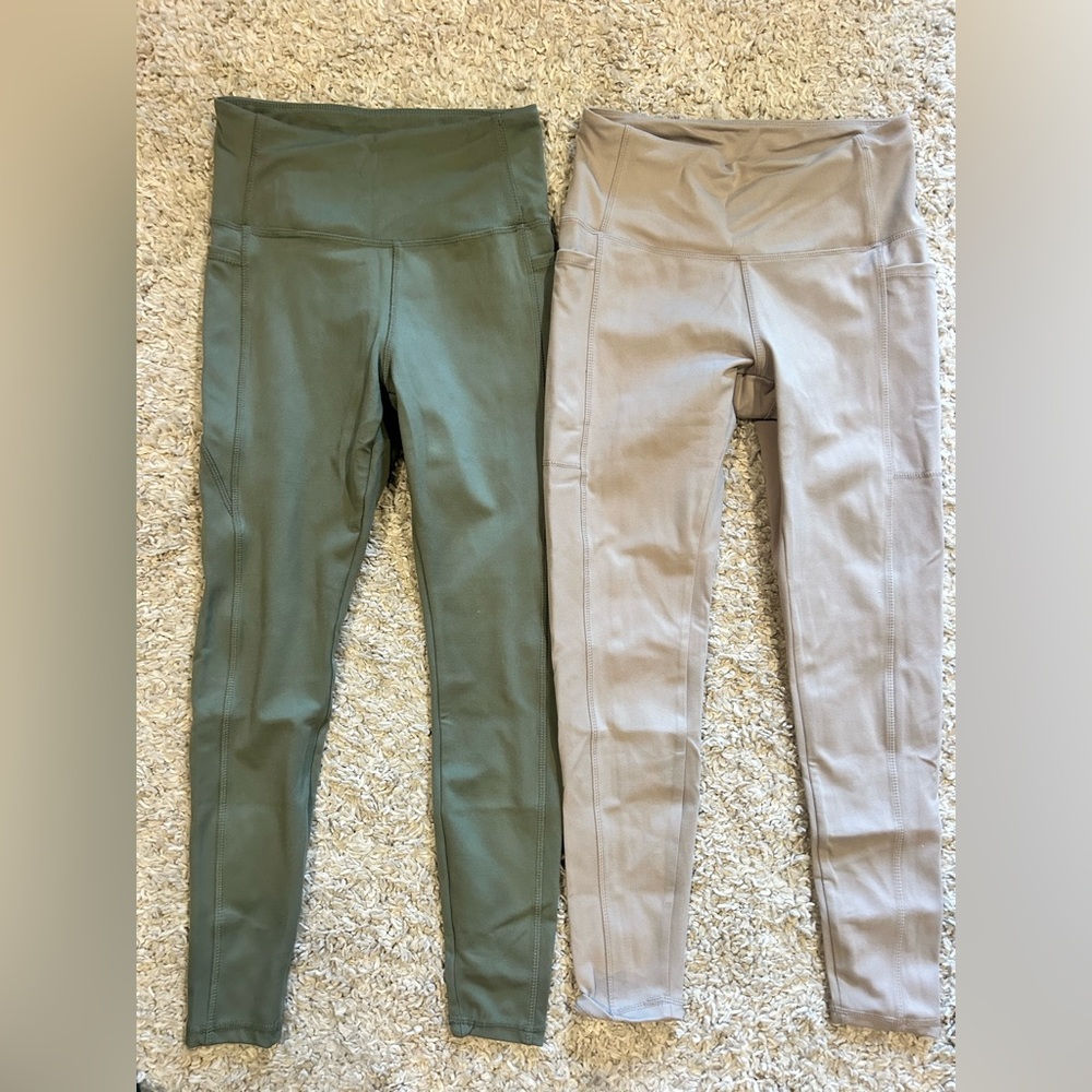 Danskin Olive and Taupe High-Waisted Leggings